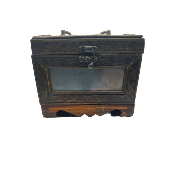 VTG Set of 4 Lucite Floral Coasters with Wooden Storage Box MCM - Picture 2 of 9